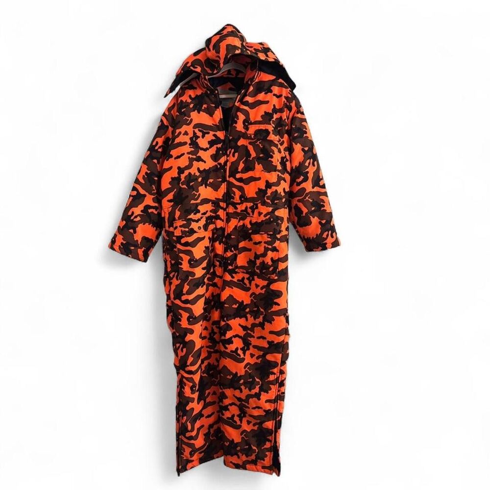 Vintage WINCHESTER Men's Orange and black hunting puffer suit hooded XL